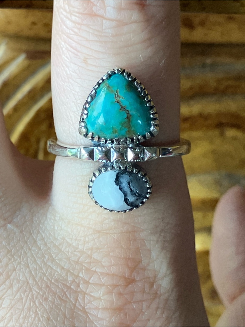Royston Turquoise White Buffalo Turquoise Sterling Silver Ring Size 9